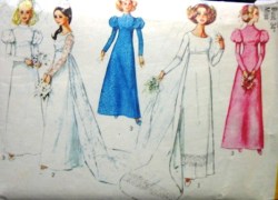 8575 '72 EMPIRE BRIDES/MAID LONG DRESS SLVS,DETACH TRAIN PATTERN
